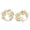 Brass Micro Pave Clear Cubic Zirconia Brooch Findings, For Half Drilled Beads, Leafy Branches, Nickel Free, Real 18K Gold Plated, Tray: 3~4mm, 38x43mm, Pin: 1mm