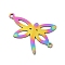 Ion Plating(IP) 304 Stainless Steel Links, Manual Polishing, Dragonfly, Rainbow Color, 18x25.5x1.2mm, Hole: 1.2mm