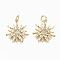Brass Micro Pave Clear Cubic Zirconia Pendants, with Jump Rings, Nickel Free, Sun, Real 18K Gold Plated, 19.5x17.5x3.5mm, Jump Ring: 5x0.8mm, Inner Diameter: 3.4mm