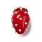 Strawberry Brass Acrylic Pendants, with ABS Imitation Pearl, Lead Free & Cadmium Free, Rack Plating, Long-Lasting Plated, Golden, Crimson, 25x17x17mm, Hole: 1.2mm