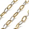 304 Stainless Steel Cable Chains, Unwelded, with Spool, Ion Plating(IP), Golden & Stainless Steel Color, 11.5x6x1.5mm, 10m/roll