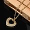 Brass Micro Pave Cubic Zirconia Pendant Necklaces for Women, Real 18K Gold Plated, Heart, 17.40 inch(44.2cm), Pendant: 22x22.5mm