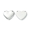 Non-Tarnish 304 Stainless Steel Pendants, Heart Charms, Stainless Steel Color, 17x20x3mm, Hole: 1.5mm