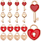 60Pcs 2 Styles Alloy Enamel Pendants, Heart Key & Lock, Light Gold, Red, 13~16x7~11x1.5~2.5mm, Hole: 1.8~3x1.8~4mm, 30pcs/style