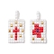 2 Pcs Glass Seed Bead Pendants, Rectangle with Wind Eye/Cross Pattern, White, 20x10x1.5mm, Hole: 2mm, 2pcs/set