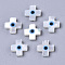 Natural White Shell Mother of Pearl Shell Beads, with Synthetic Turquoise, Cross with Evil Eye, Deep Sky Blue, 8x8x2mm, Hole: 0.7mm