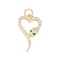 Rack Plating Brass Clear Cubic Zirconia Pendants, with Jump Ring, Long-Lasting Plated, Lead Free & Cadmium Free, Snake, Real 18K Gold Plated, 19.5x11.5x2.5mm, Hole: 3mm