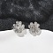 Clover Brass Micro Pave Clear Cubic Zirconia Stud Earrings, Long-Lasting Plated, Cadmium Free & Lead Free, Platinum, 7.5x7.5mm