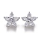 Brass Micro Pave Clear Cubic Zirconia Shank Buttons, Star, Platinum, 15.5x9mm, Hole: 1.4mm