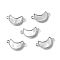 Brass Connector Charms, with Freshwater Shell, Nickel Free, Moon Links, Platinum, 18x10x3mm, Hole: 1.4mm