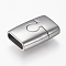 Tarnish Resistant 304 Stainless Steel Magnetic Clasps with Glue-in Ends, Matte Surface, Rectangle, Stainless Steel Color, 18.5x12.5x6mm, Hole: 3x10mm