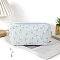 Polyester Wallet, Makeup Bag, with Zipper, Rectangle, Flower, Light Sky Blue, 200x85x110mm