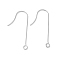 316 Surgical Stainless Steel Earring Hooks, Ear Wire, with Horizontal Loop, Stainless Steel Color, 30mm, Hole: 1.8mm, Pin: 0.7mm