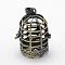 Brass Rack Plating Cage Pendants, For Chime Ball Pendant Necklaces Making, Lead Free & Cadmium Free, Birdcage, Brushed Antique Bronze, 35x25x20.5mm, Hole: 4x7mm, Inner: 17.5x20.5mm