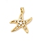 Brass Micro Pave Cubic Zirconia Pendants, Cadmium Free & Lead Free, Real 16K Gold Plated, Starfish, 23.5x23x3.5mm, Hole: 4x5mm
