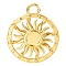 Stainless Steel Pendant Cabochon Settings, Flat Round with Sun, Golden, Tray: 3mm, 15x13mm