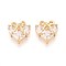 Brass Micro Pave Cubic Zirconia Pendants, Heart with Bowknot, Real 18K Gold Plated, 11x11x5.5~6mm, Hole: 1.6mm