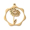 304 Stainless Steel Pendants, Flower, Golden, 23.5x21.5x1mm, Hole: 1.5mm