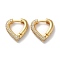 Brass Pave Clear Cubic Zirconia Hoop Earrings, Heart, Real 16K Gold Plated, 16x3.5x15.5mm