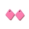 Spray Painted 201 Stainless Steel Charms, Rhombus Charms, Hot Pink, 9.5x7.5x1mm, Hole: 1.2mm