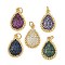 Brass Micro Pave Cubic Zirconia Pendants, Teardrop, Real 18K Gold Plated, Cadmium Free & Lead Free, Rack Plating, Long-Lasting Plated, with Jump Ring, Mixed Color, 19.5x12.5x2mm, Hole: 3.3mm