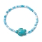 Dyed Synthetic Turquoise Beaded Stretch Bracelets for Kids, with Glass Seed Beads, Turtle, Turquoise, Inner Diameter: 2 inch(5.2cm)