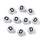 Acrylic Beads, with Enamel and Luminous, Horizontal Hole, Flat Round with Black Letter, Glow in the Dark, Light Grey, Letter.D, 7x3.5mm, Hole: 1.5mm, about 3600~3700pcs/500g