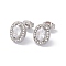 Cubic Zirconia & Rhinestone Oval Stud Earrings, 304 Stainless Steel Jewelry for Women, Stainless Steel Color, Crystal, 10x8mm, Pin: 0.6mm