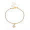 Fashionable and Creative Rhinestone Anklet Bracelets, English Letter W Hip-hop Creative Beach Anklet for Women, Golden