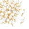 Glass Faceted Cube Connector Charms, with Brass Wire Loops, Real 18K Gold Plated, Rack Plating, Long-Lasting Plated, White, 12~14x4.5x4mm, Hole: 1.6mm