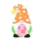 Printed Acrylic Pendants, Easter, Gnome with Easter Eggs, Orange, 44x25.5x2.5mm, Hole: 1mm