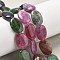 Natural Malaysia Jade Beads Strands, Dyed, Flat Oval, Mixed Color, 18x13x5mm, Hole: 1mm, about 10~11pcs/strand, 7.28''~7.87''(18.5~20cm)