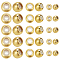15Pcs 3 Styles Brass Beads, with Rubber Inside, Slider Beads, Long-Lasting Plated, Round, Real 18K Gold Plated, 4~7x3~5mm, Hole: 1~2mm, 5pcs/style