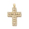 Brass Micro Pave Cubic Zirconia Pendants, Long-Lasting Plated, Cross, Golden, 38x26x5mm, Hole: 5x4mm