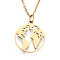 201 Stainless Steel Pendant Necklaces, with Cable Chains, Earth, Golden, 15.7 inch(40cm), 1.5mm, Pendant: 19x17x1mm