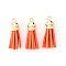 Faux Suede Tassel Pendant Decorations, with CCB Plastic Cord Ends, Light Gold, 33~35x10mm, Hole: 2.5mm
