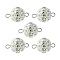 Brass Crystal Rhinestone Connector Charms, Round Links with 304 Stainless Steel Loops, Silver, 19x12mm, Hole: 2mm