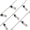 Handmade Brass Glass Beads & Rhinestone Chains, for Necklaces Bracelets Making, Long-Lasting Plated, Soldered, with Spool, Platinum, 2x1.6x0.4mm, about 16.40 Feet(5m)/Roll