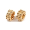 Brass Micro Pave Clear Cubic Zirconia Beads, Flower, Real 18K Gold Plated, 8x4.5mm, Hole: 1.6mm