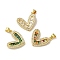 Brass Micro Pave Cubic Zirconia Pendants, Cadmium Free & Nickel Free & Lead Free, Real 18K Gold Plated, Heart, Mixed Color, 19x19.5x3.5mm, Hole: 3.5x3mm