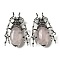 Dual-use Items Alloy Brooch, with Natural Rose Quartz, Spider, 49.5x35.5x15~16mm, Hole: 4x2.5mm
