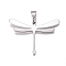 Tarnish Resistant 304 Stainless Steel Pendants, Dragonfly, Stainless Steel Color, 32x45x1mm, Hole: 10x4.5mm