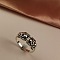 Frog Alloy with Rhinestone Cuff Rings, Adjustable Open Rings, Antique Silver, Inner Diameter: Adjustable