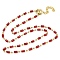 304 Stainless Steel & Glass Column Link Chain Necklaces, Golden, Red, 16.46 inch(41.8cm)