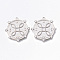 Brass Micro Pave Clear Cubic Zirconia Pendants, Nickel Free, Flat Round, Platinum, 24x24x2mm, Hole: 1.2mm