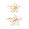 Natural Mixed Cowrie Shell Connector Charms, Star, with Brass Beads & Copper Wire, Mixed Color, 27~30.5x37.5~40x6.5~7mm, Hole: 3.5mm