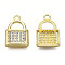 Rack Plating Alloy Charms, with Crystal Rhinestone, Cadmium Free & Nickel Free & Lead Free, Padlock, Light Gold, 19x13x3mm, Hole: 1.8mm