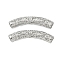 Hollow Out Brass Tube Beads, Cadmium Free & Nickel Free & Lead Free, Curved Tube, Real Platinum Plated, 48x14x8.5mm, Hole: 6mm