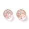 Transparent Glass Beads, Flat Round with Flower, Pink, 13.5x8.5mm, Hole: 1.2mm, about 10pcs/bag
