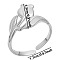 Non-Tarnish 304 Stainless Steel Rose Open Cuff Ring, Fashionable and Adjustable, Simple and Personalized, Stainless Steel Color, Inner Diameter: 17mm